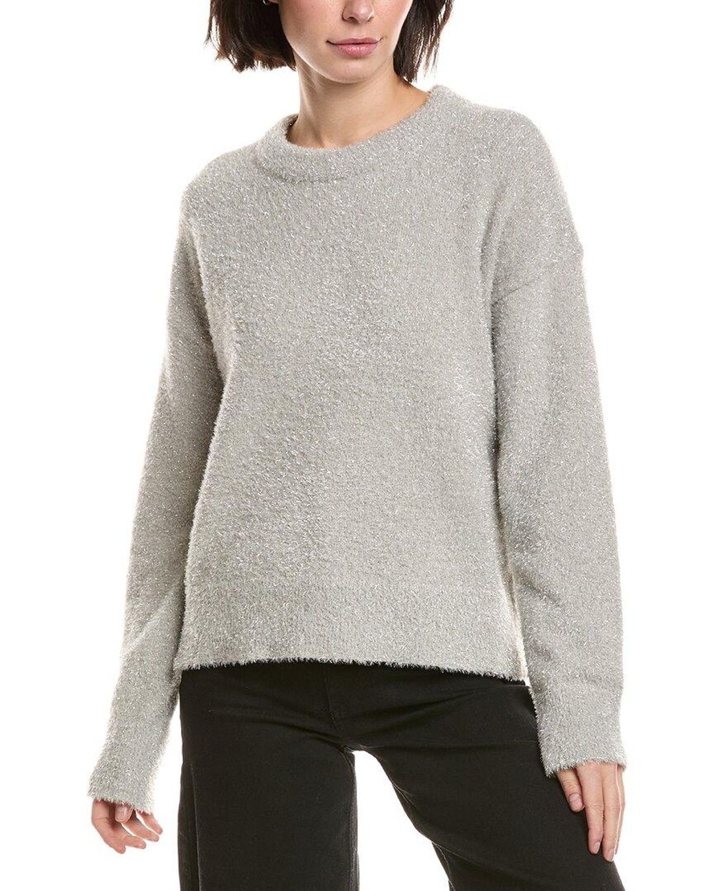 Vince Camuto Gray Eyelash Crewneck Sweater