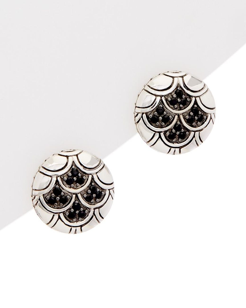 John Hardy White Silver Black Sapphire Earrings