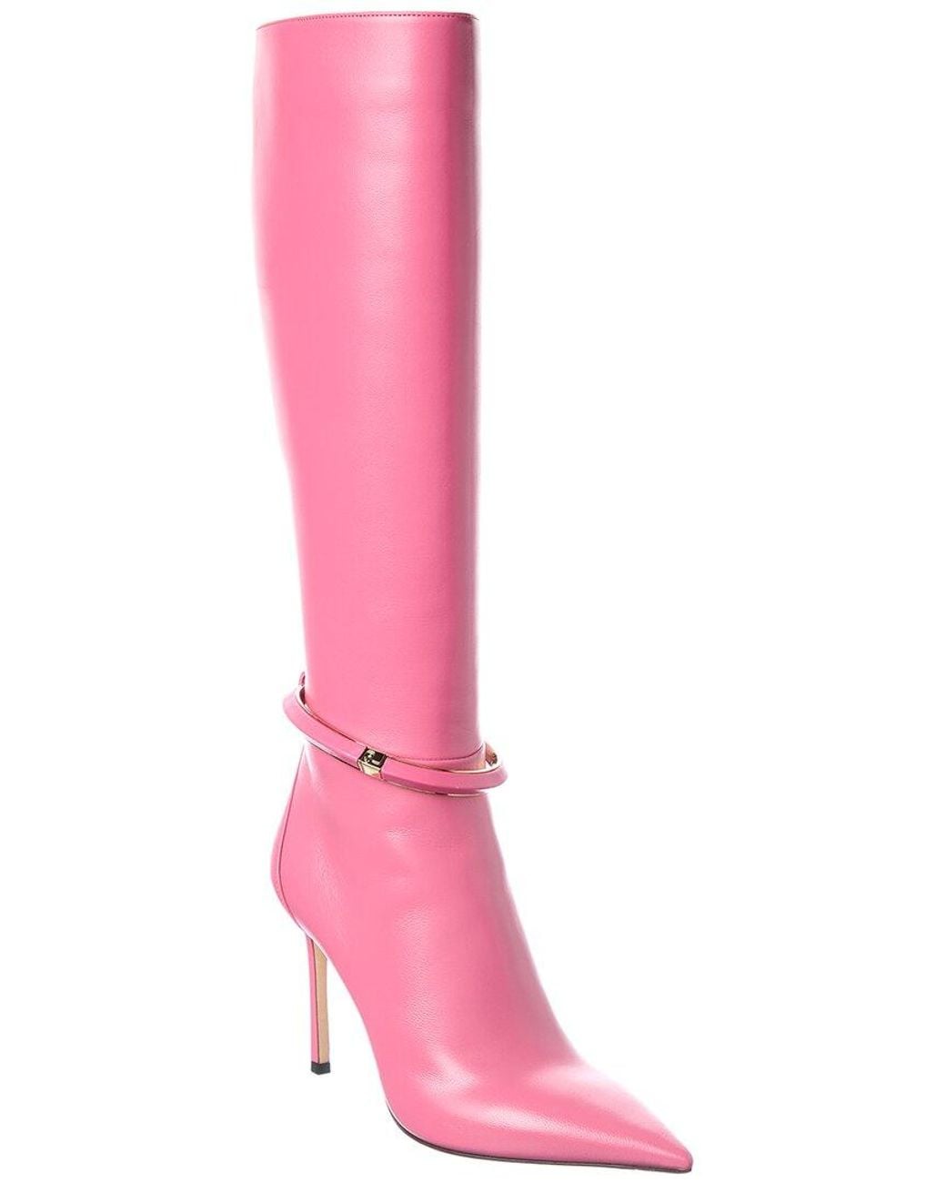 Jimmy Choo Pink Dreece Kb 95 Leather Knee-High Boot