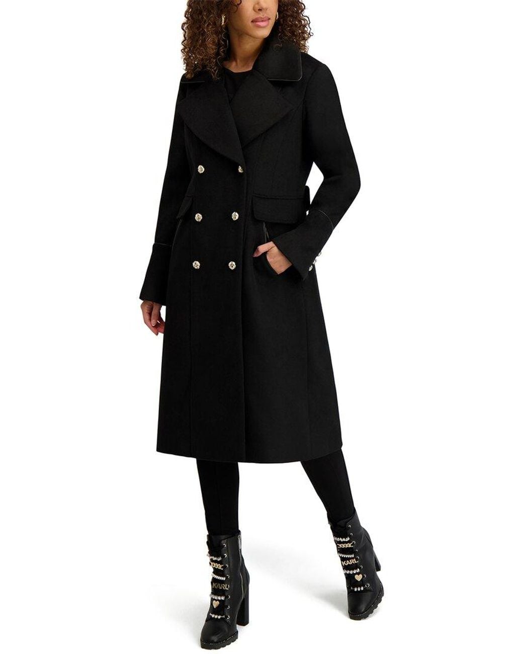 Karl Lagerfeld Black Wool-Blend Coat