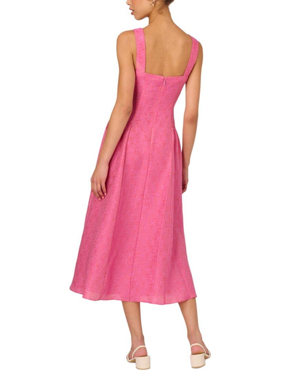 Adrianna Papell Pink Jacquard Midi Dress