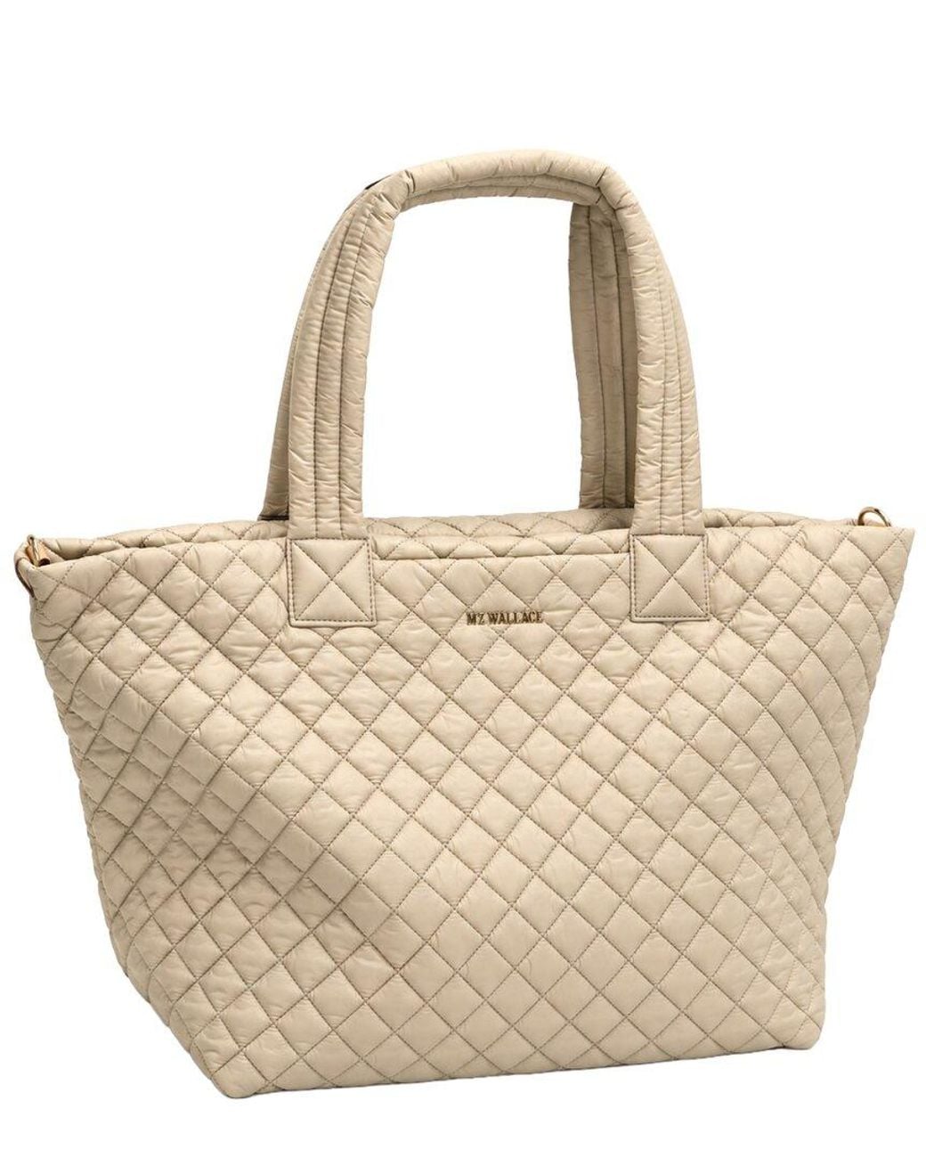MZ Wallace Natural Large Metro Nylon & Leather Tote Deluxe