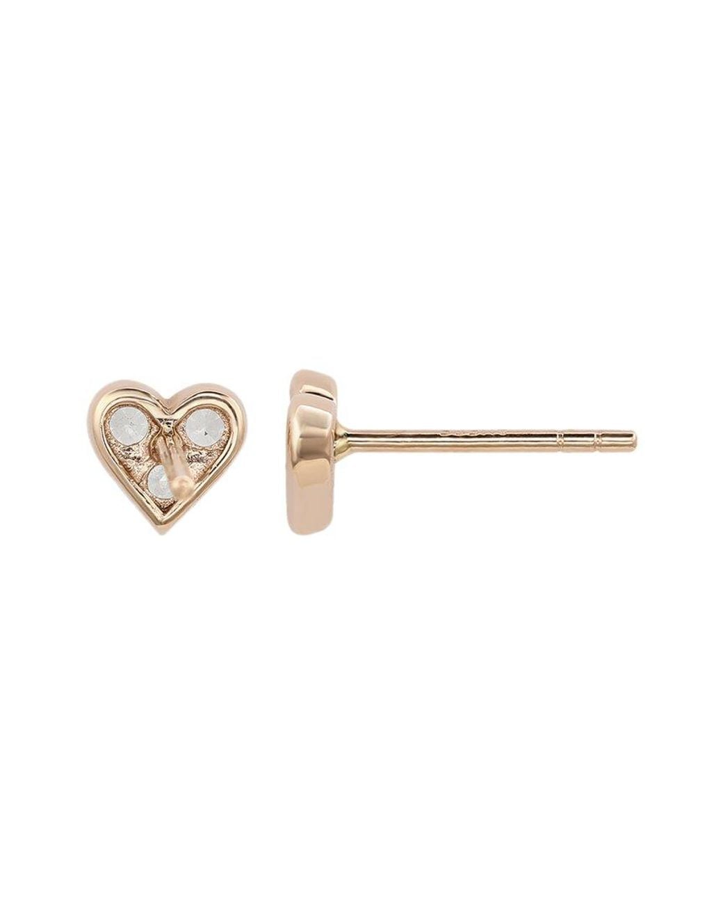 Suzy Levian White 14k Rose Gold 0.30 Ct. Tw. Diamond Heart Studs