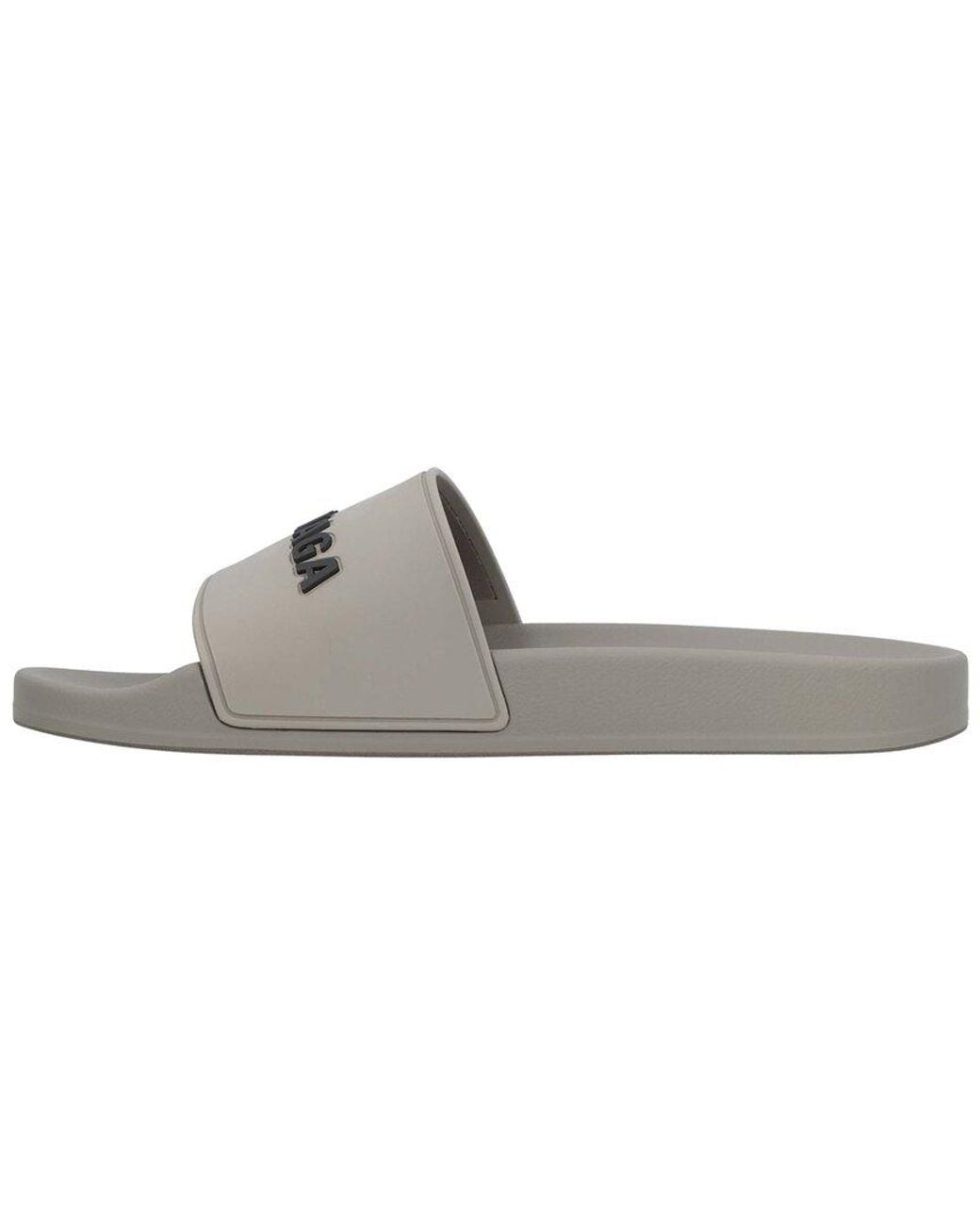 Balenciaga Gray Rubber 3D Logo Rubber Pool Slide Sandal (Authentic Pre-Loved)