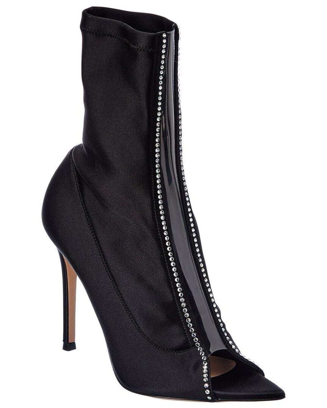 Gianvito Rossi Black Crystal Hiroko 105 Lycra & Vinyl Bootie