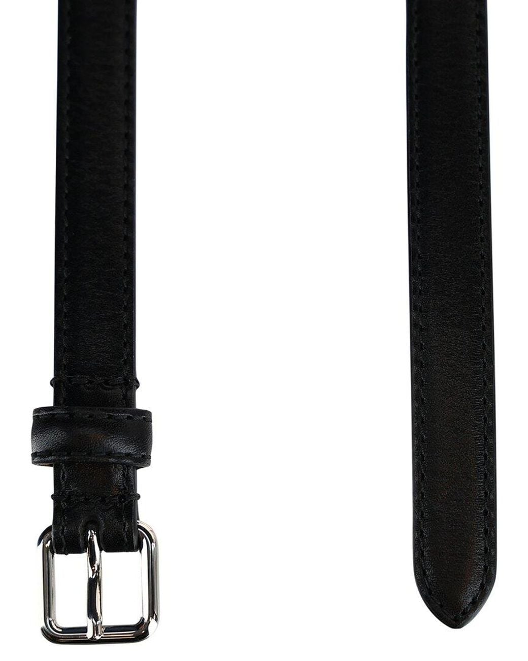 McQueen Black Long Thin Leather Belt