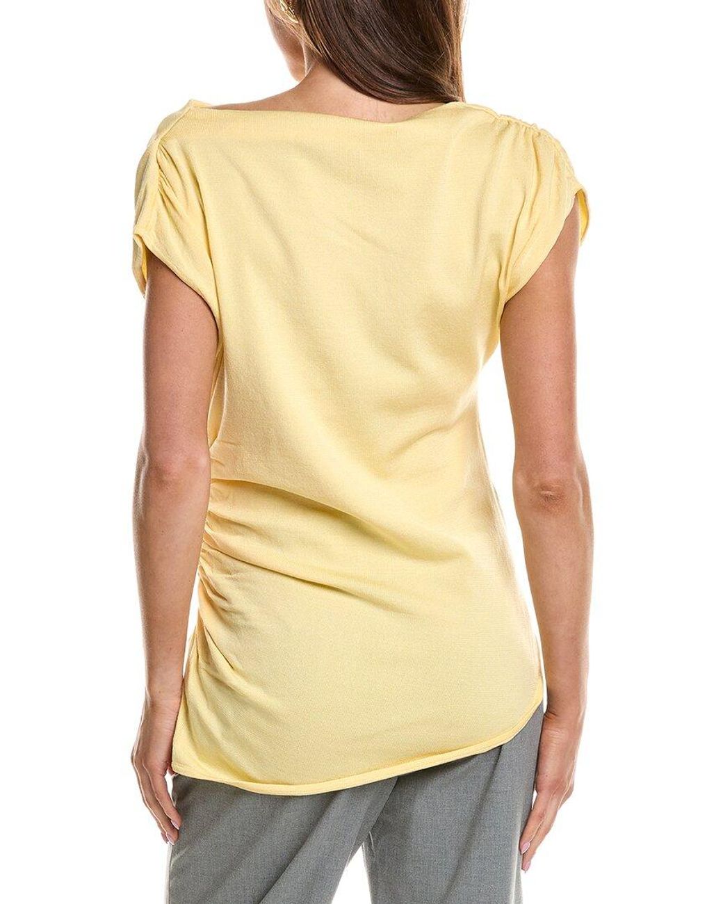 Kenneth Cole Yellow Asymmetrical Drape Top