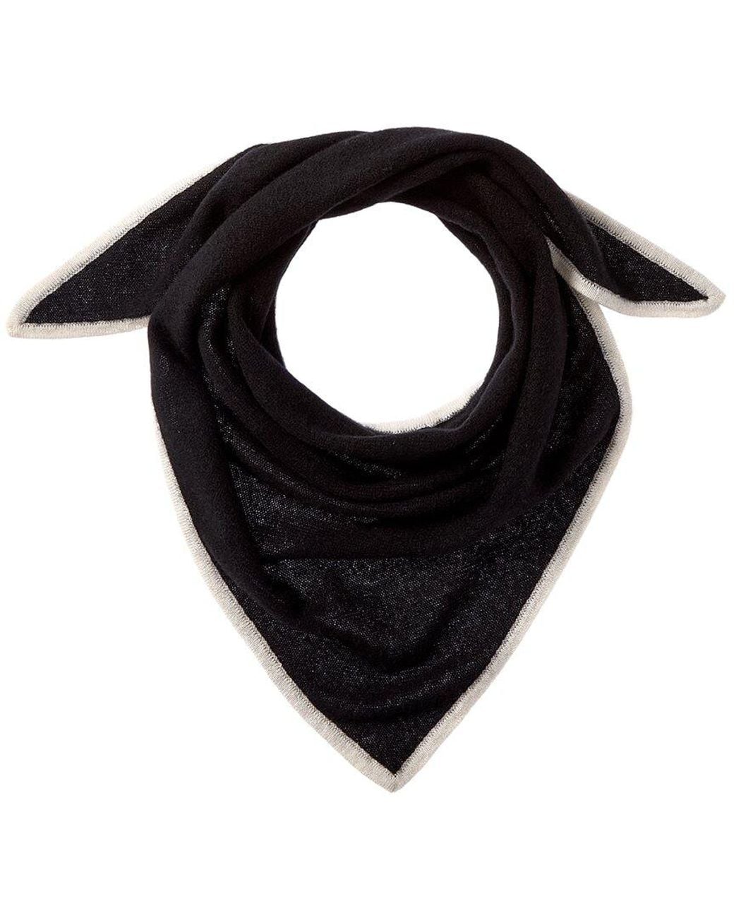 Phenix Black Knit Triangle Cashmere Scarf