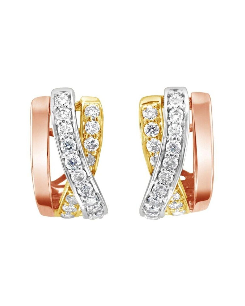 Le Vian White Nude Diamonds 14-Karat Three Tone 0.79 Ct. Tw. Diamond Huggie Earrings