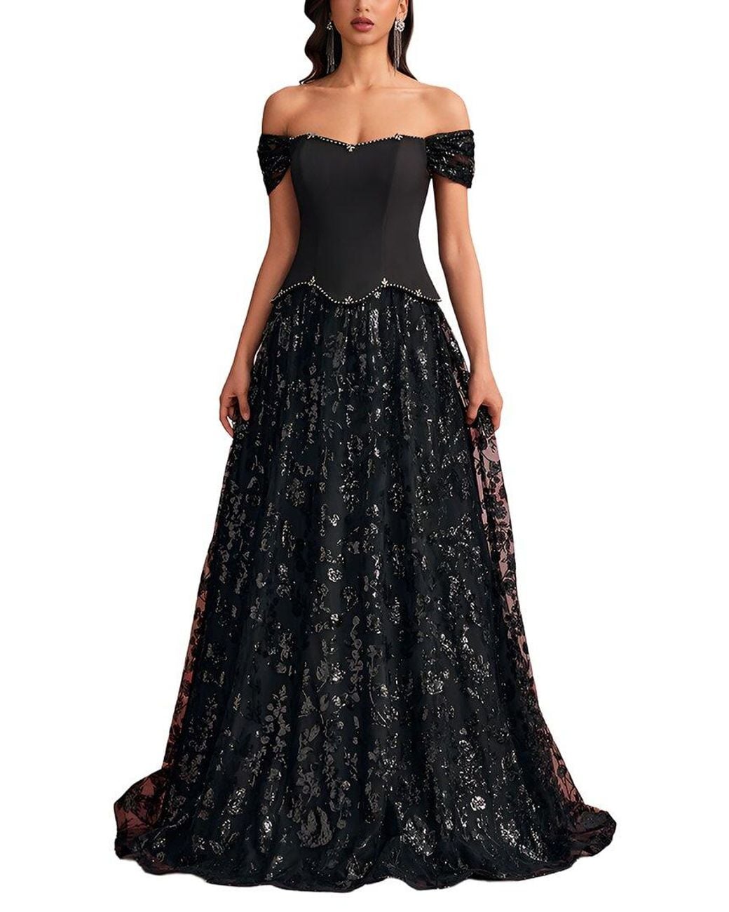 Vincent Black Embroidered Maxi Dress