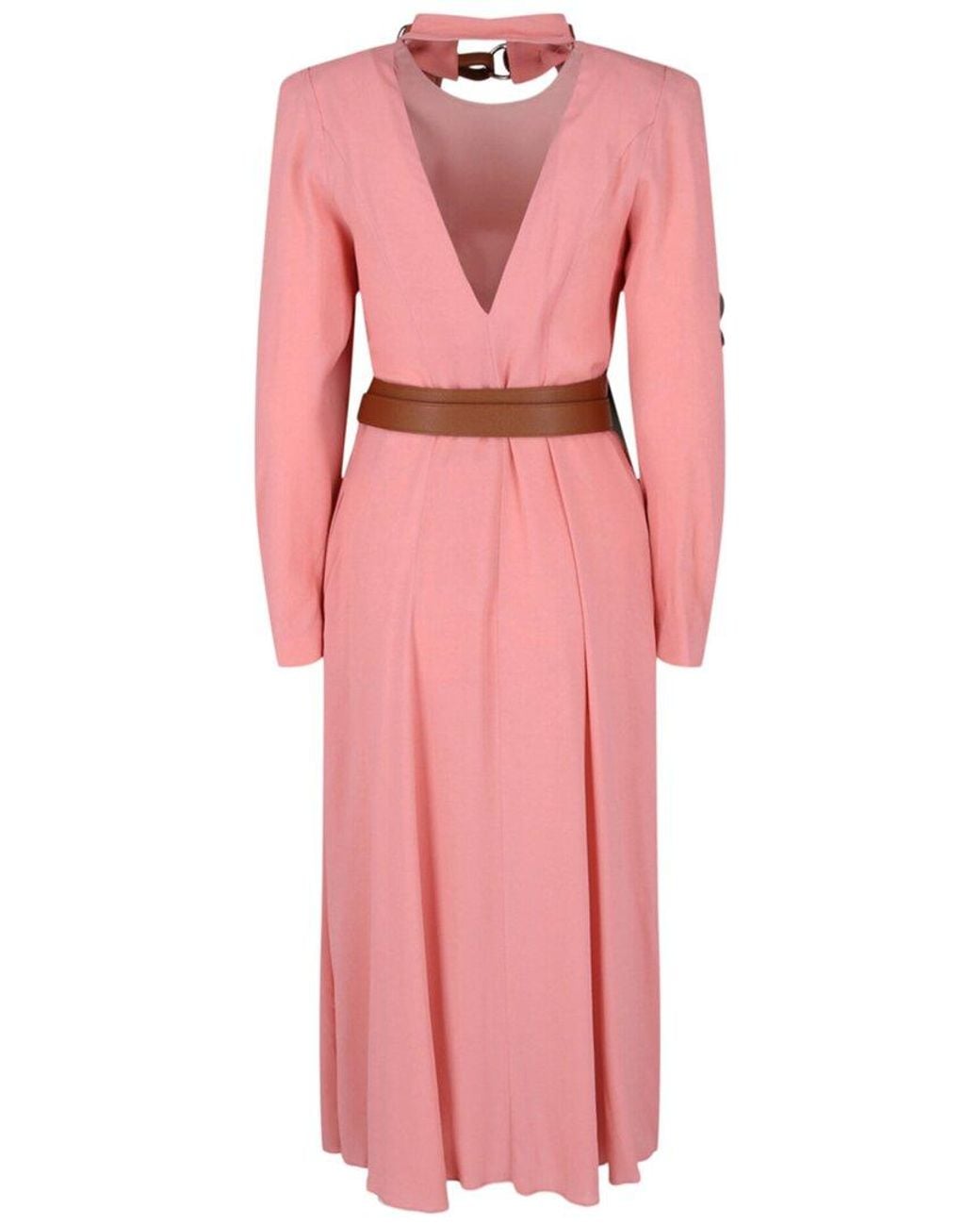 Stella McCartney Pink Belted Leather-Trim Dress