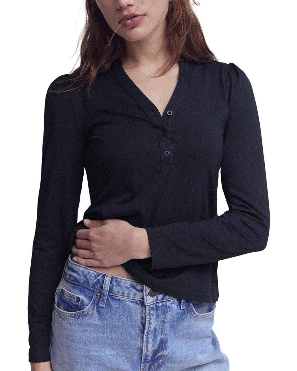 Boden Blue Supersoft Open Neck Henley