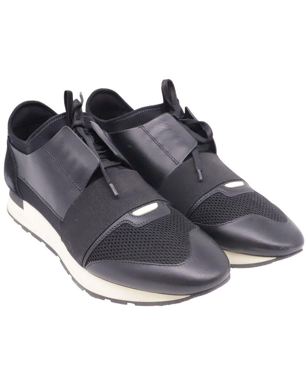 Balenciaga Black Leather Race Runner Sneaker (Authentic Pre-Loved) for men