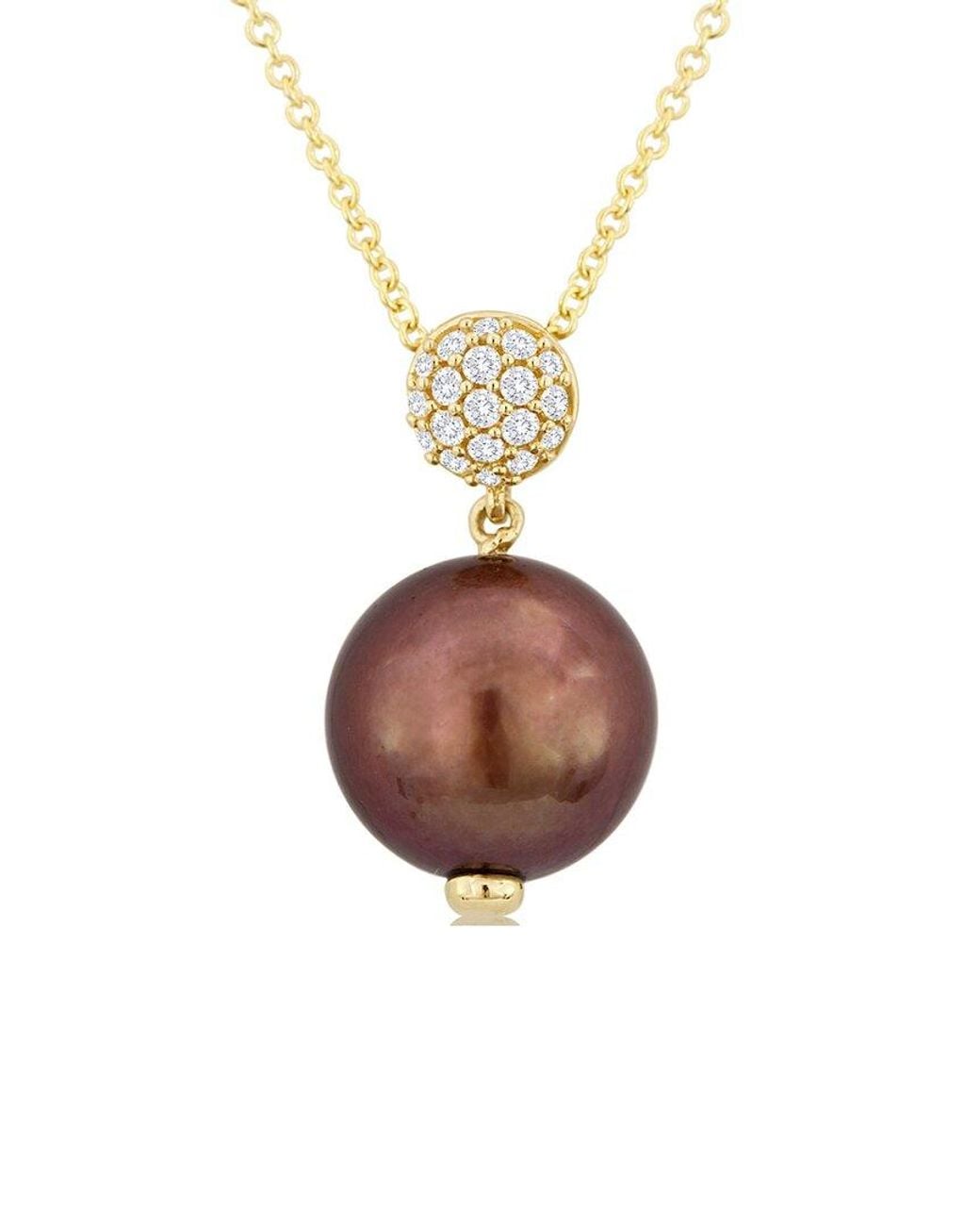 Le Vian Metallic Grand Sample Sale 14k Honey Gold 0.11 Ct. Tw. Diamond 10-11mm Pearl Necklace