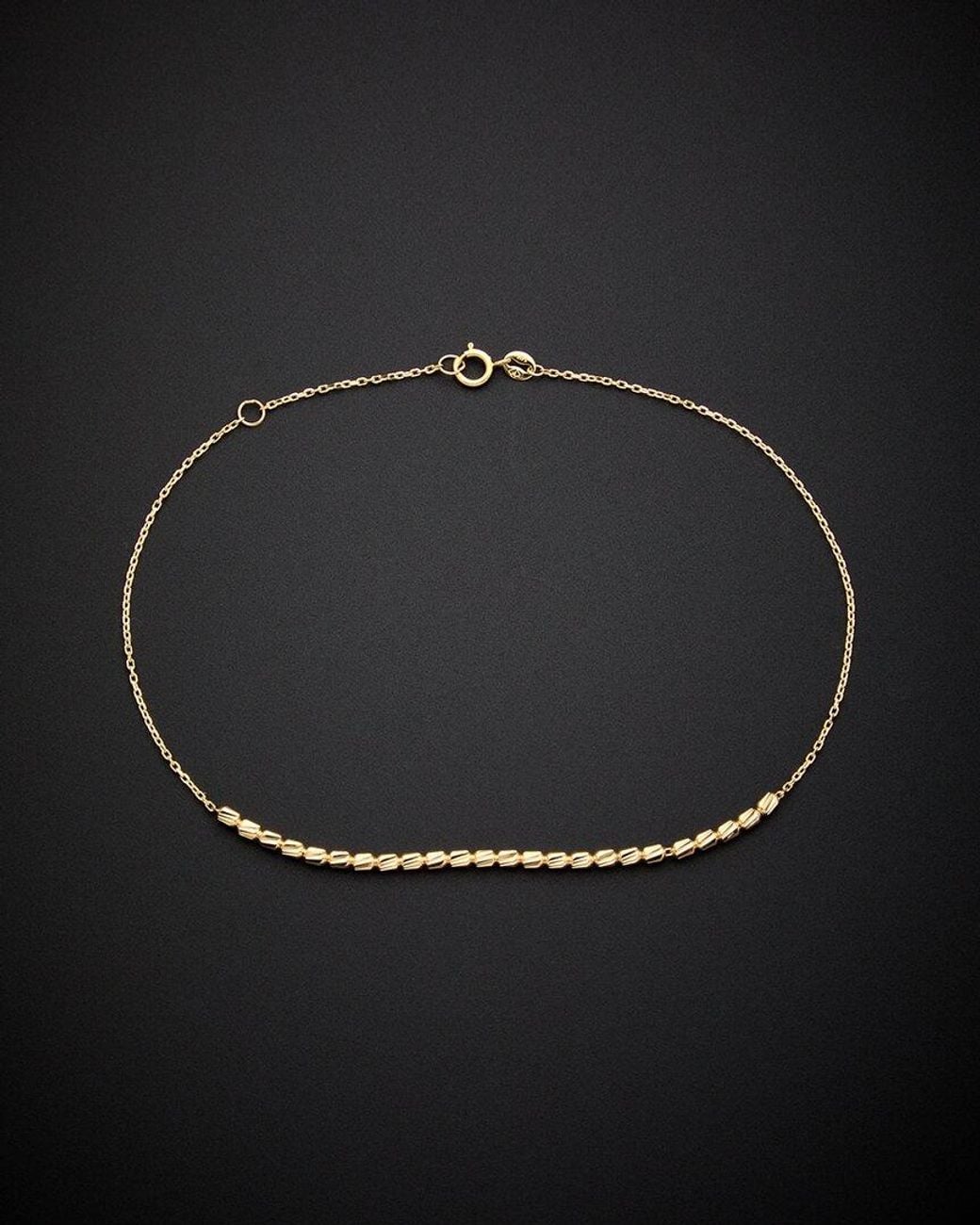 Italian Gold Black 14K Adjustable Beaded Anklet