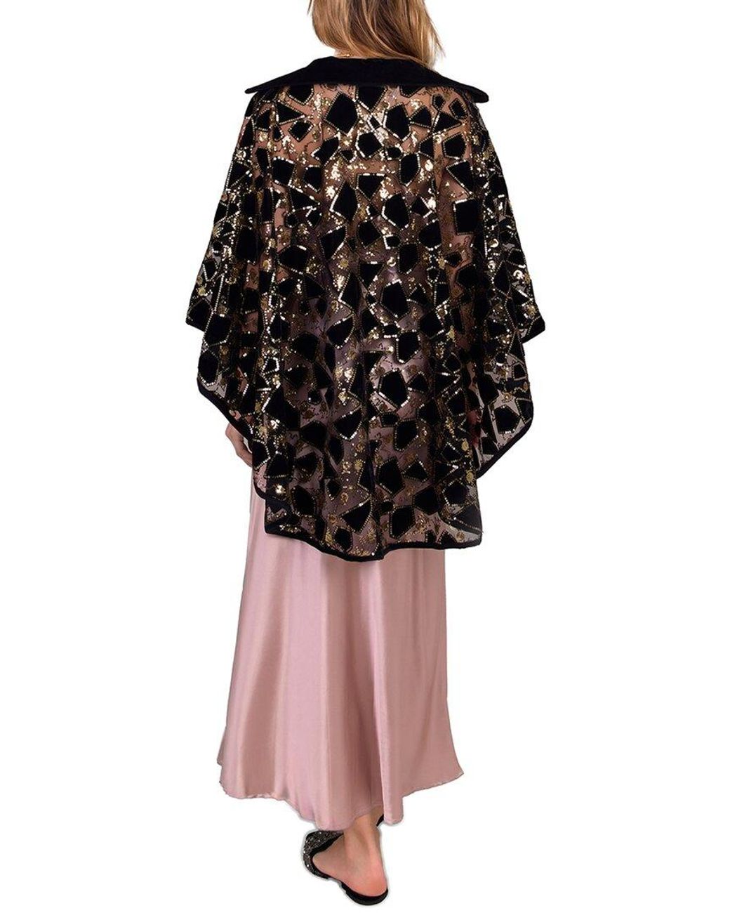 Saachi Pink Velvet Sequin Collared Capelet