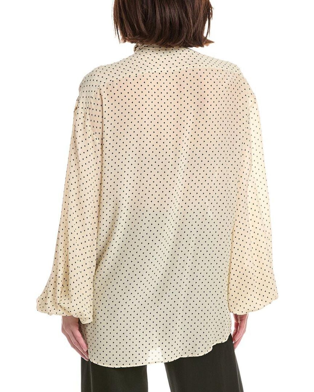 Balmain Natural Bow Tie Printed Silk Shirt
