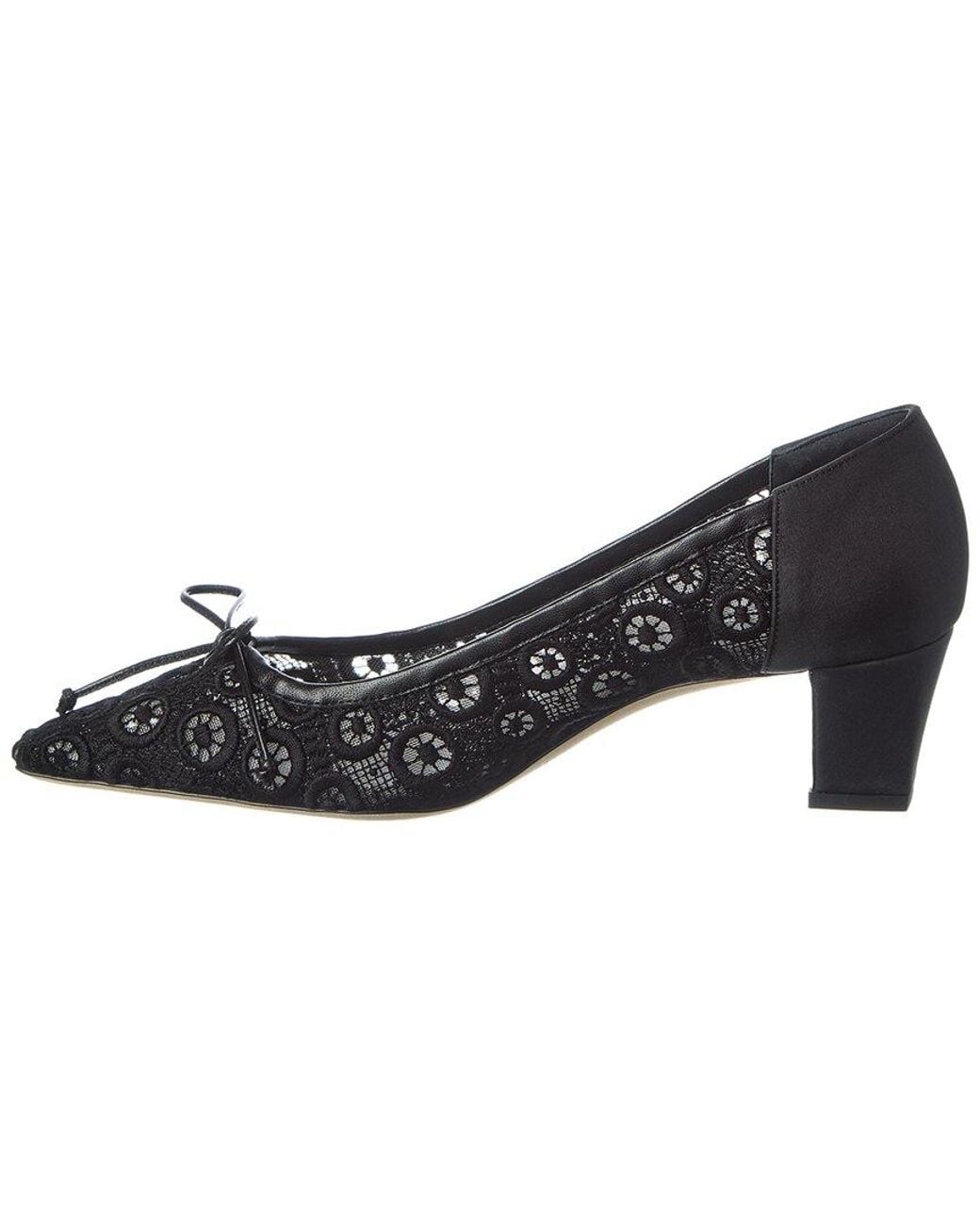Manolo Blahnik Black Martebal 50 Lace & Satin Pump