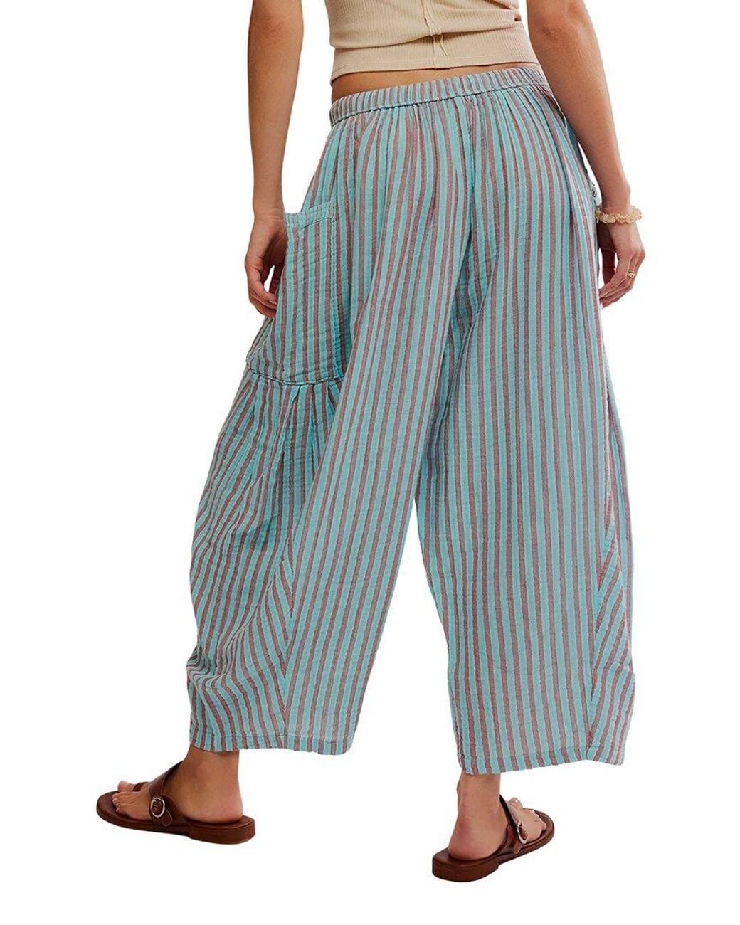 Free People Blue Striped Quinn Pant