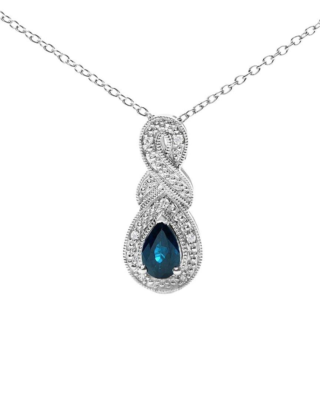 Haus of Brilliance Blue 0.50 Ct. Tw. Diamond & Sapphire Pendant Necklace