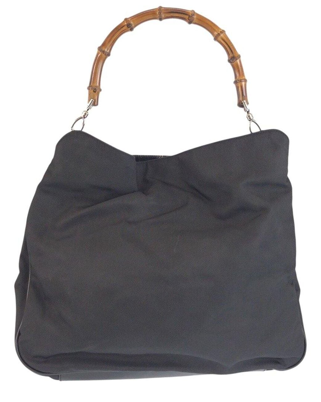 Gucci Black Nylon Bamboo Shoulder Bag (Authentic Pre-Loved)