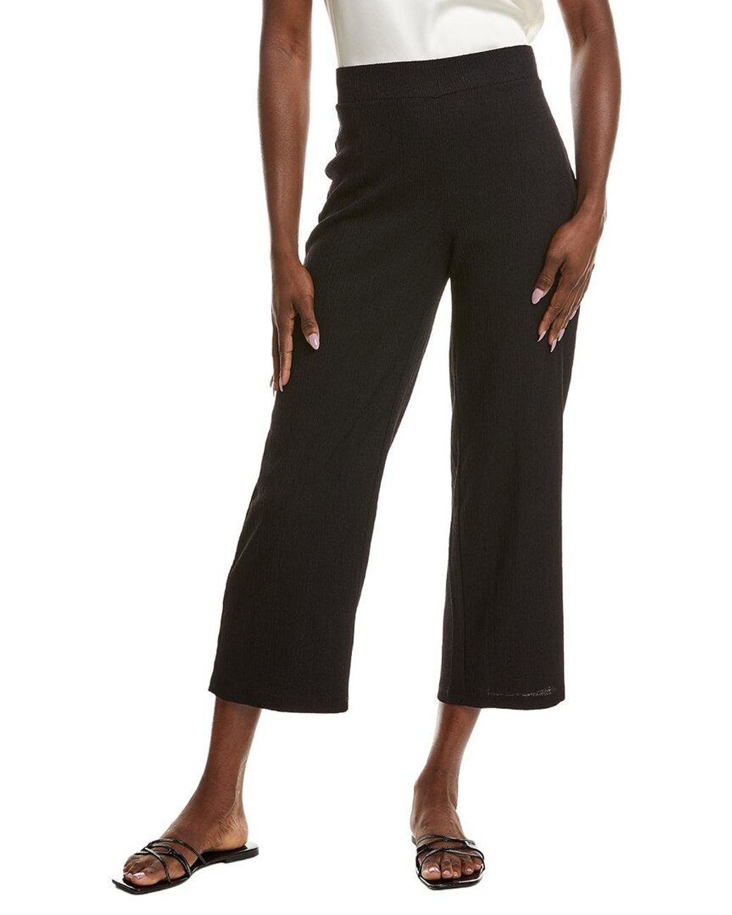 Anne Klein Black Wide Leg Crop Pant