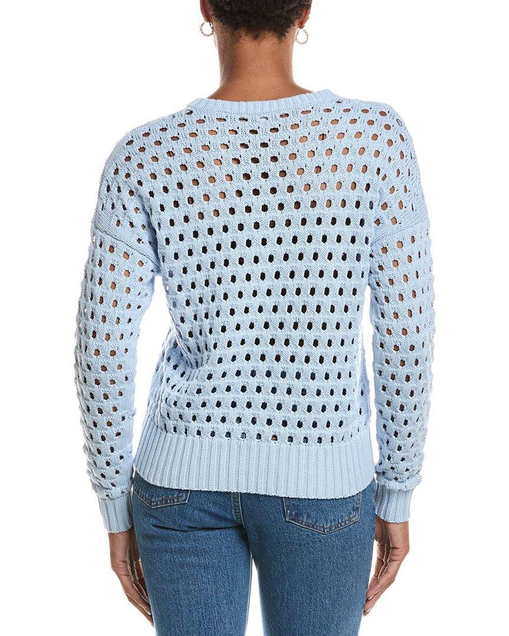 Autumn Cashmere Blue Mesh Crewneck Sweater
