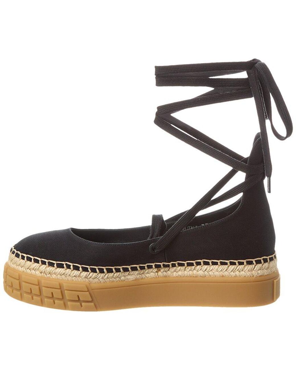 Prada Black Gabardine Platform Espadrille