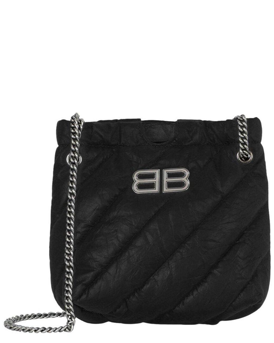 Balenciaga Black Xs Quilted Crush Leather Tote