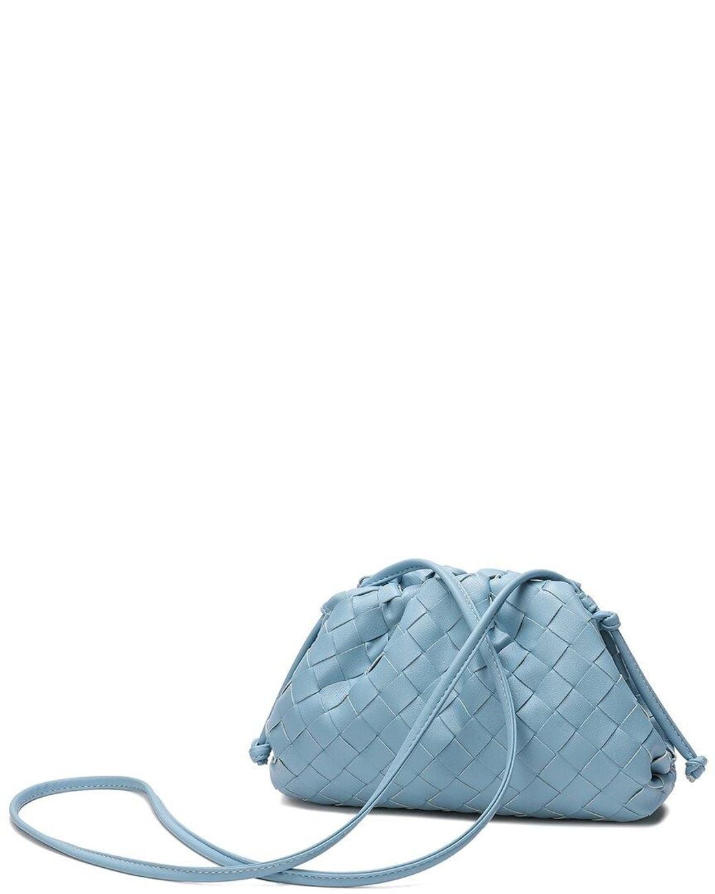 Tiffany & Fred Paris Blue Woven Leather Pouch Shoulder Bag