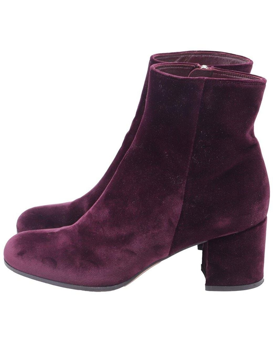 Gianvito Rossi Purple Velvet Margaux Block-heel Bootie (authentic Pre-loved)