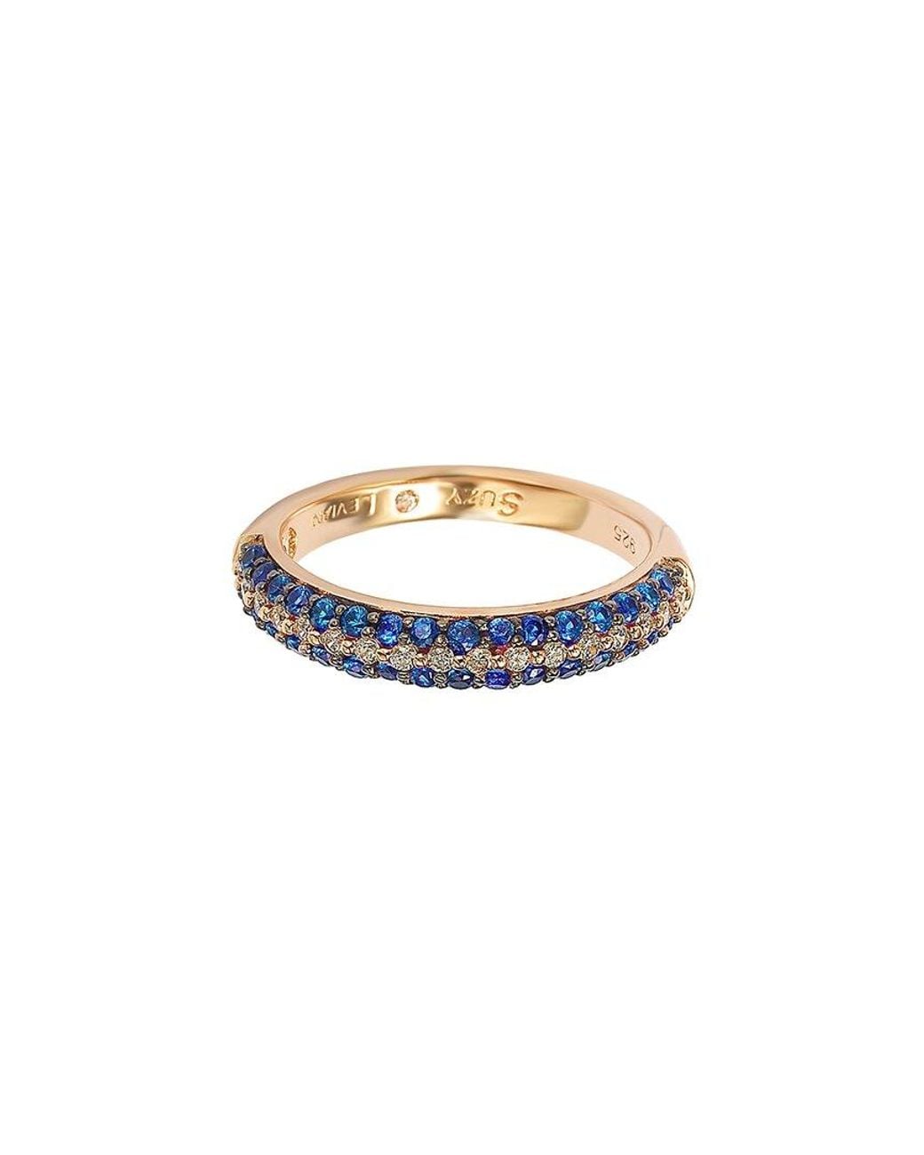 Suzy Levian White Silver Cz Stackable Ring