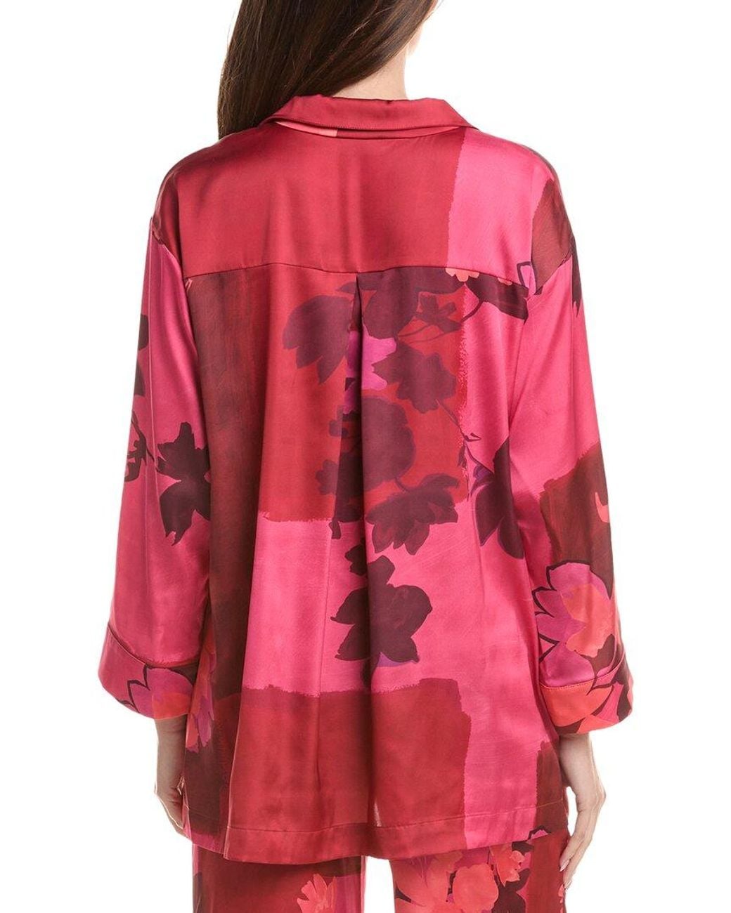 Natori Red Oversized Notch Shirt