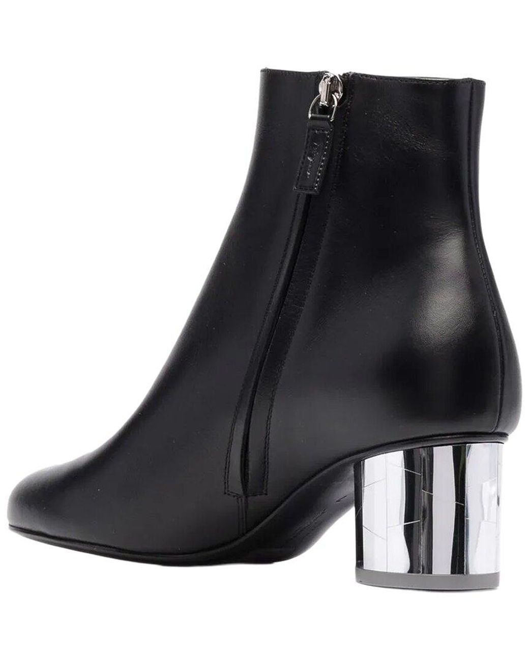 Ferragamo Black Block-Heel Leather Bootie