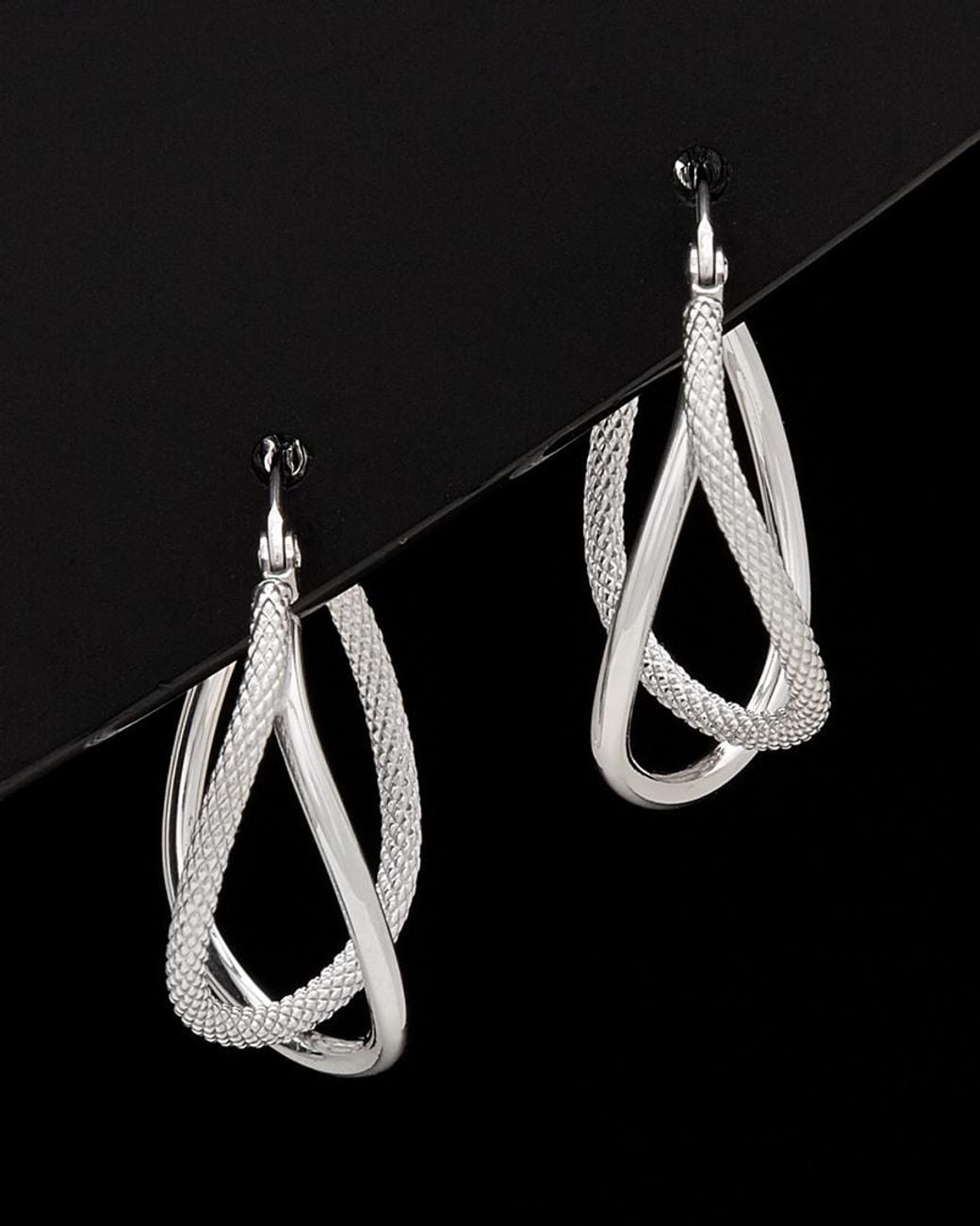 Italian Gold Black 14k Double Hoops