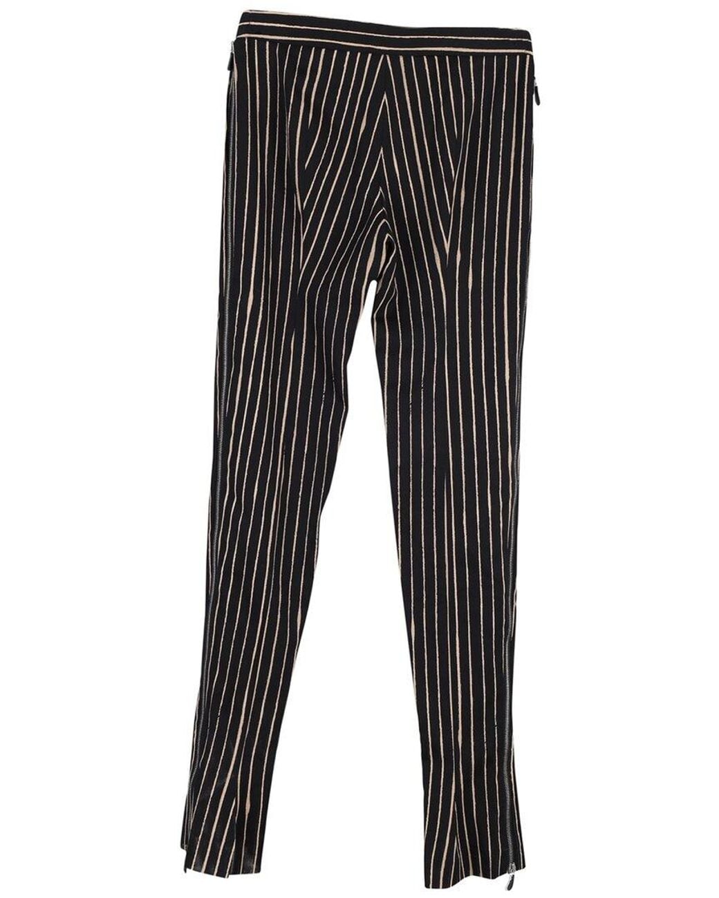 McQueen Black Striped Slim-Fit Trousers, Size It, (Authentic Pre-Loved)
