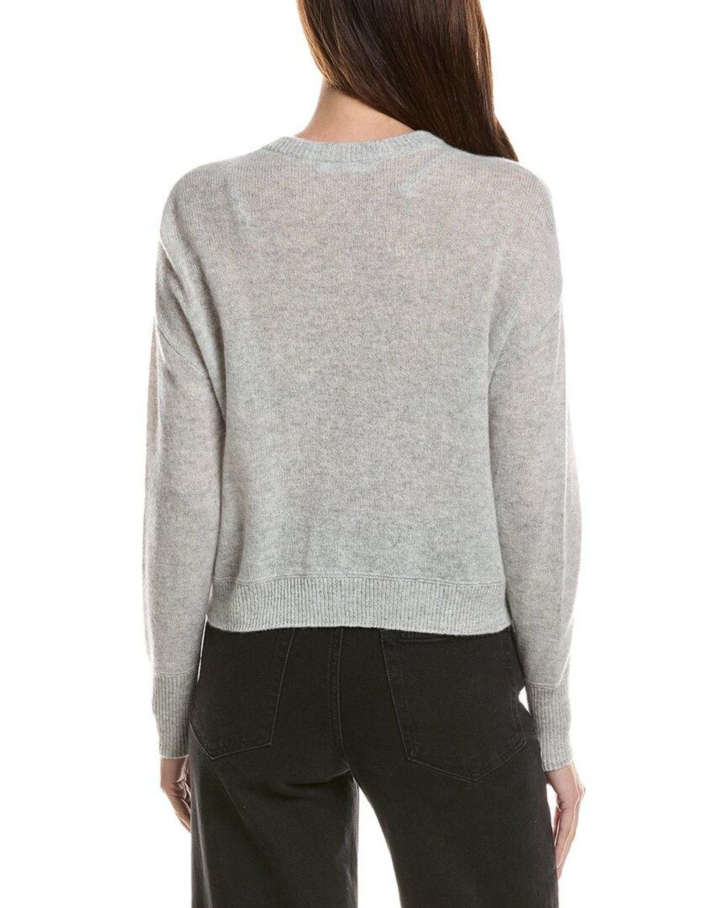 Hannah Rose Gray Drop-Shoulder 100% Cashmere Cardigan