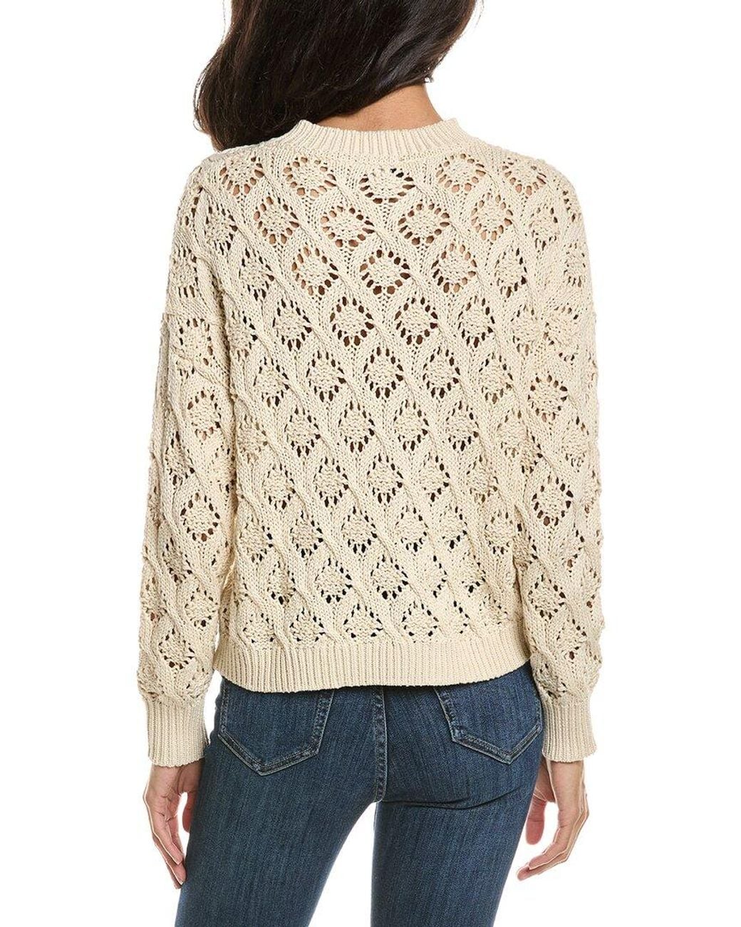 Forte Natural Openwork Crewneck Sweater
