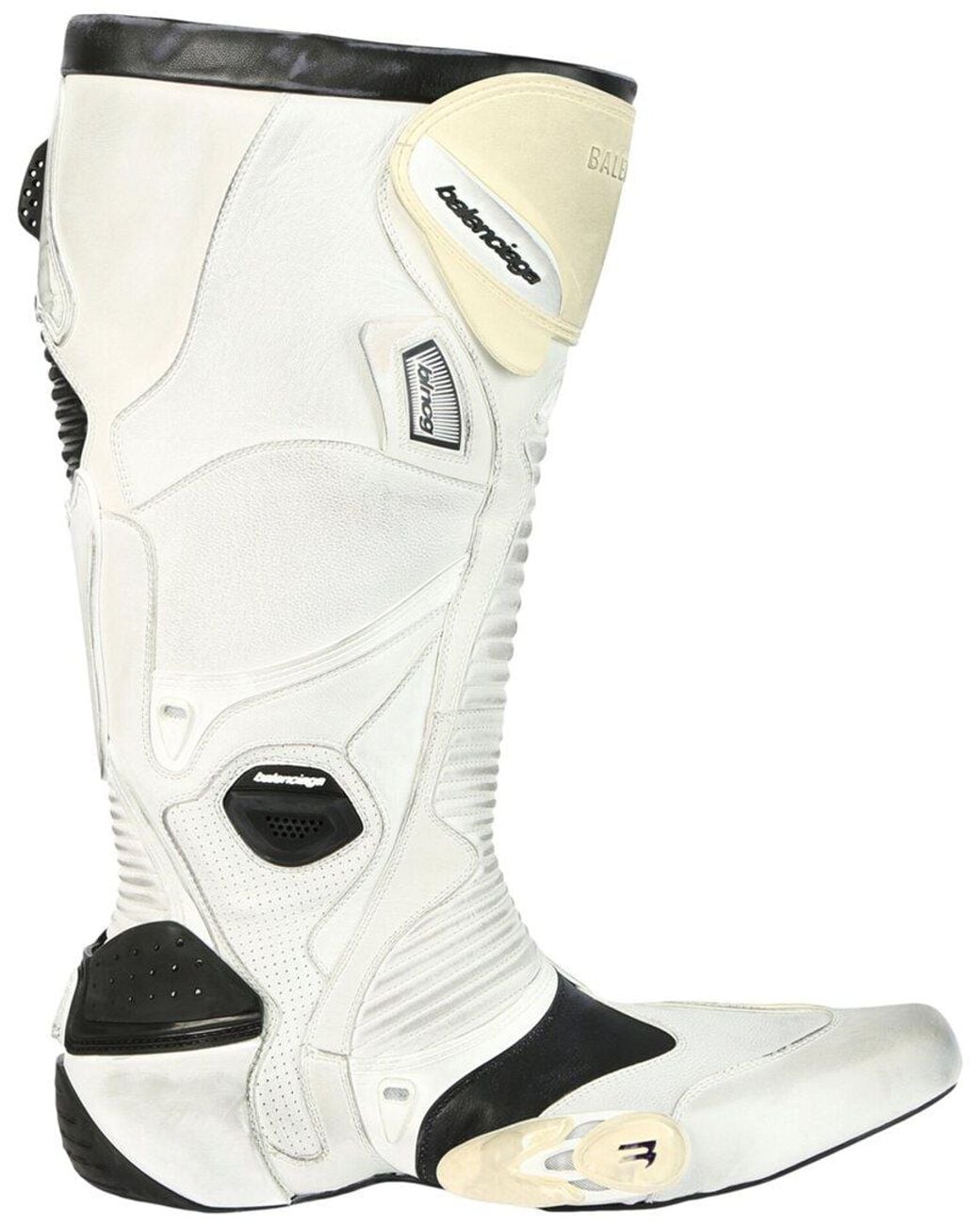 Balenciaga White Distressed Biker Boot for men