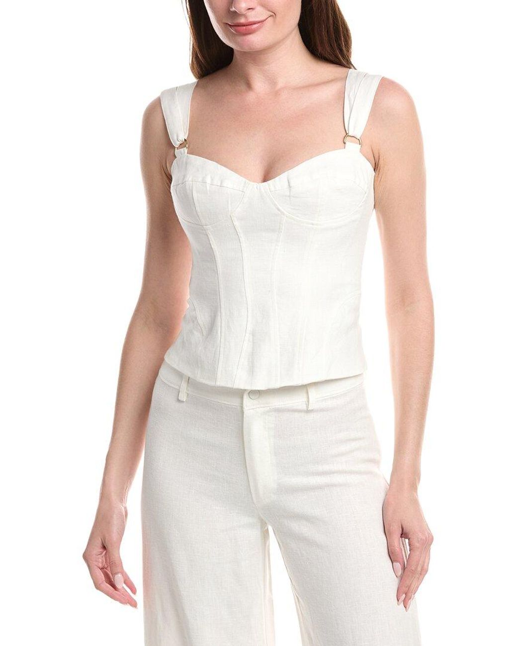 Bardot White Serafina Linen Corset Top