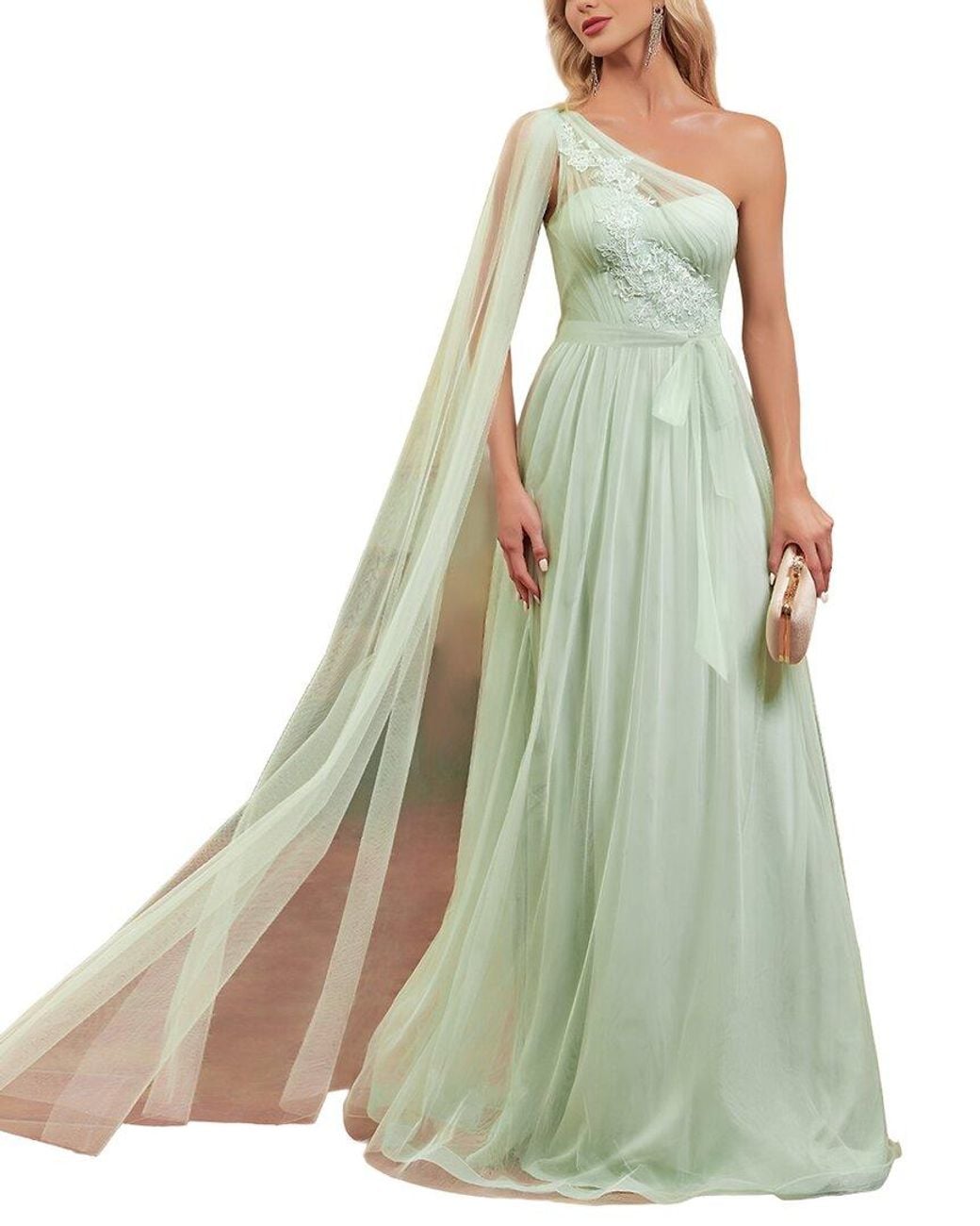 Vincent Green Embroidered Maxi Dress