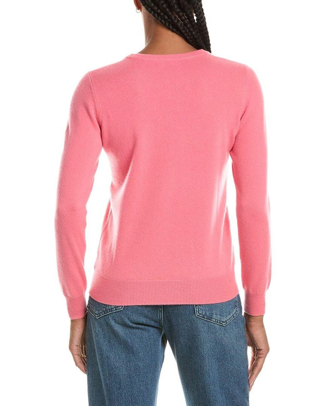 N.Peal Cashmere Pink Evie Classic Round Neck 100% Cashmere Sweater