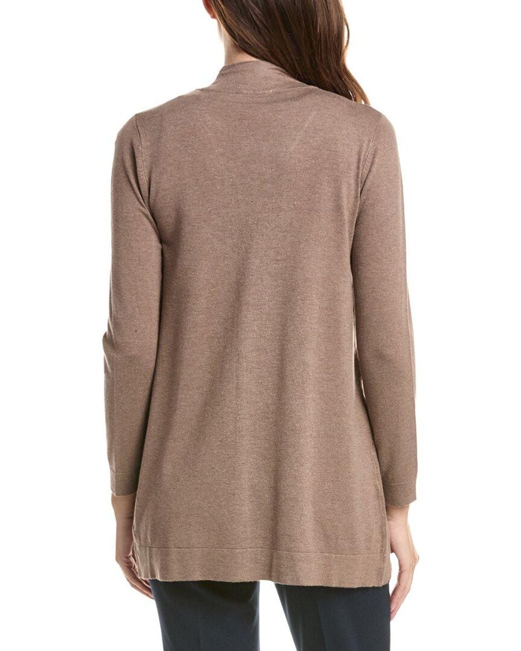 Tahari Brown Open Front Cardigan