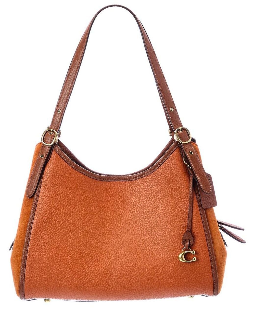 COACH Lori Leather & Suede Shoulder Bag in Orange Lyst UK