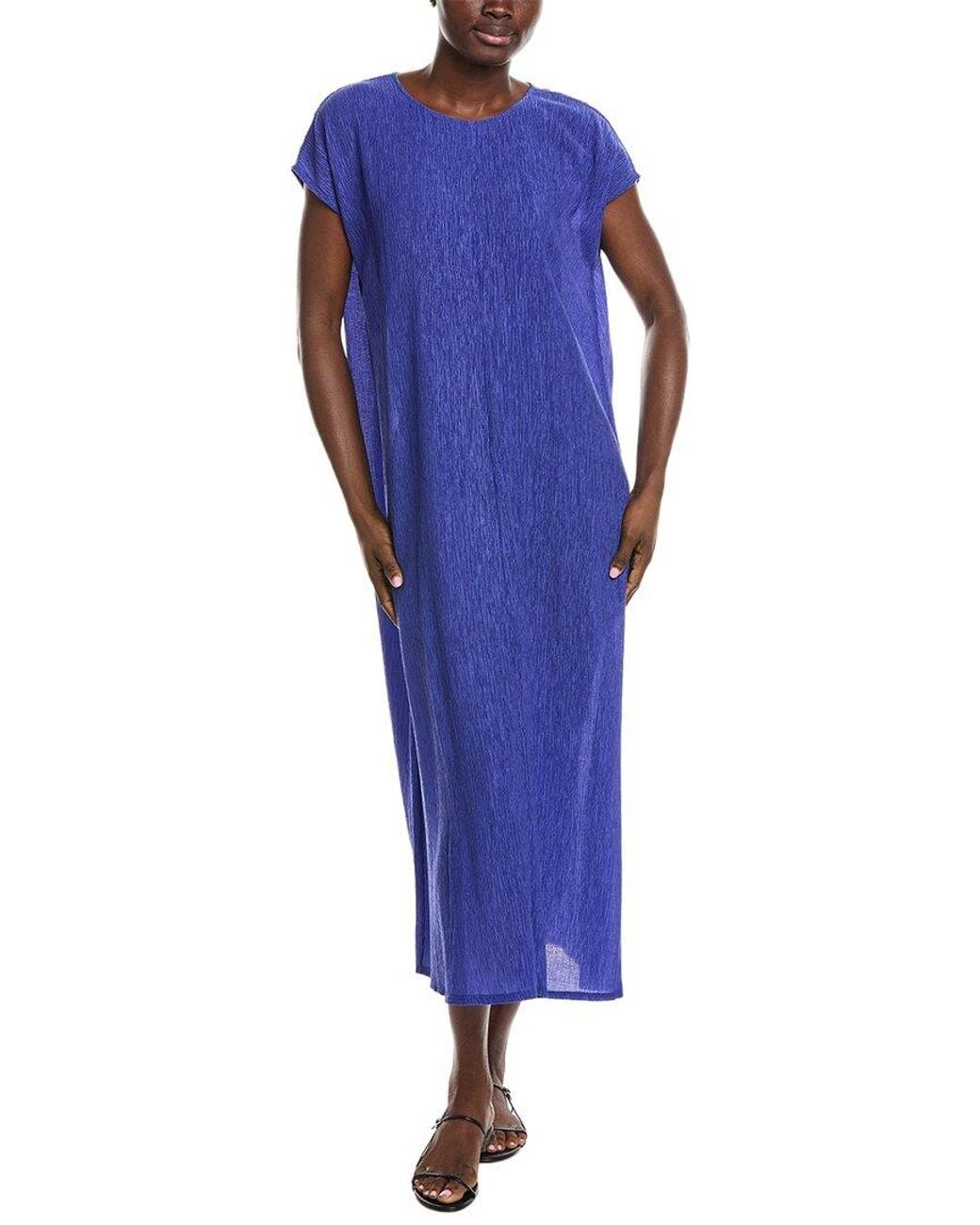 Eileen Fisher Blue Round Neck Dress