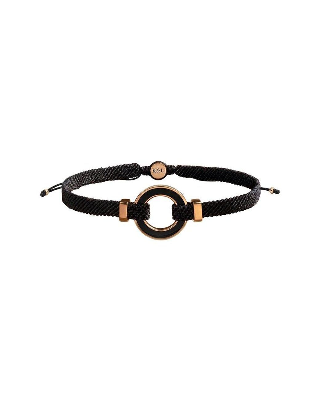 Karma and Luck Black Plated Onyx Bolo Bracelet