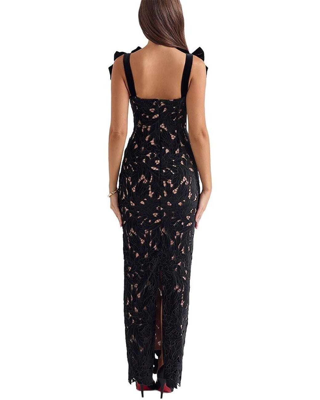 Ariele Tesoro Black Embellished Maxi Dress