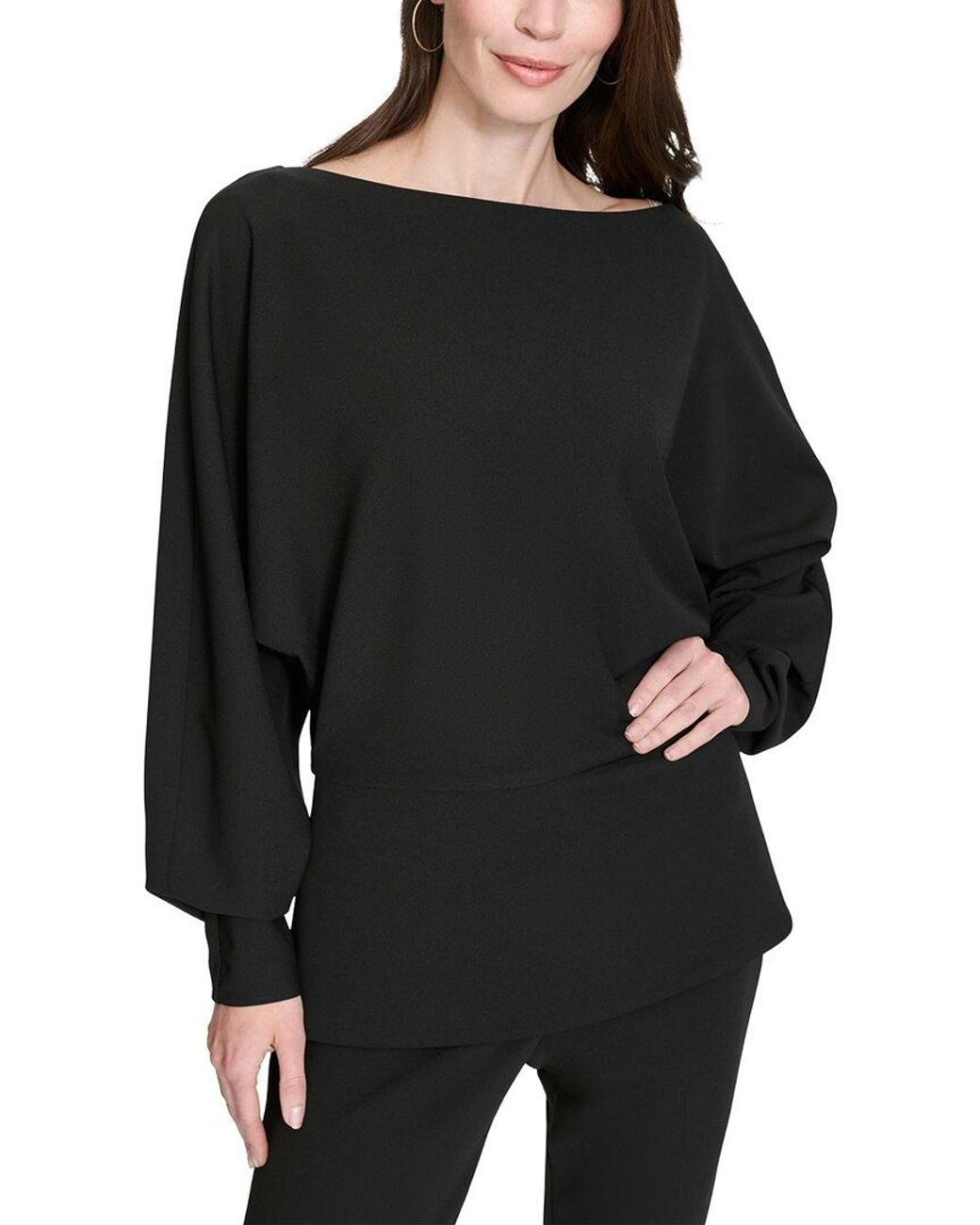 Halston Heritage Black Long Sleeve Dolman Blouse