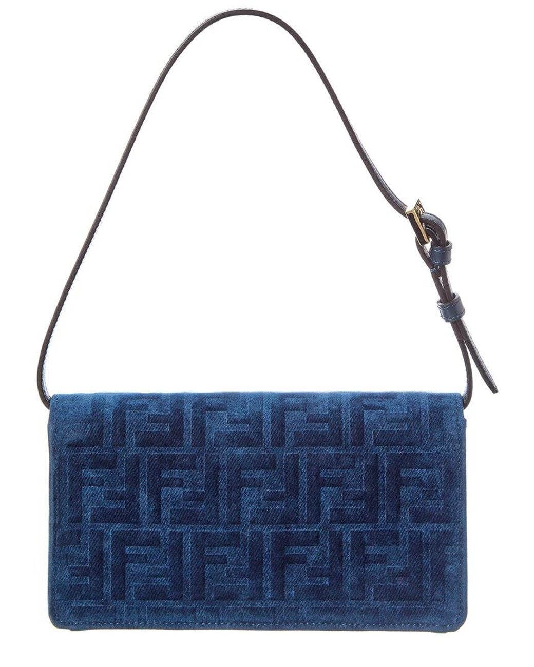 Fendi Blue Baguette Wallet On Chain