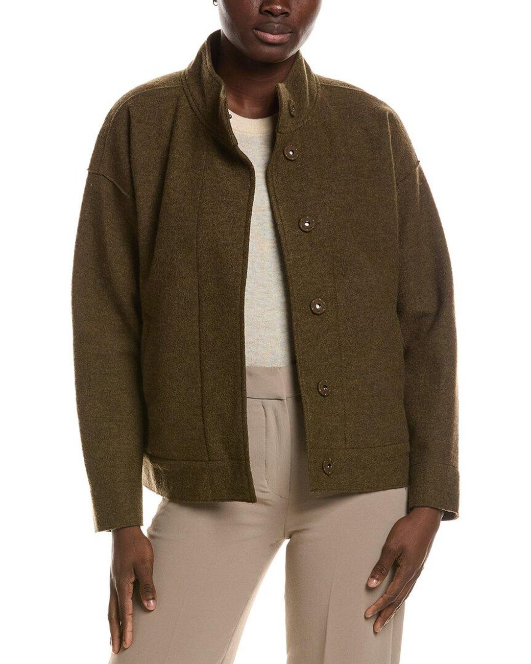 Eileen Fisher Brown Knit Wool Jacket